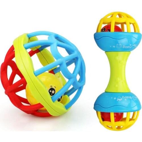 Baby Plastic Intelligence Grasping Gums Teethers Baby Rattle Toys Food Grade Hand Bell Teething Rattle for 0-3 years