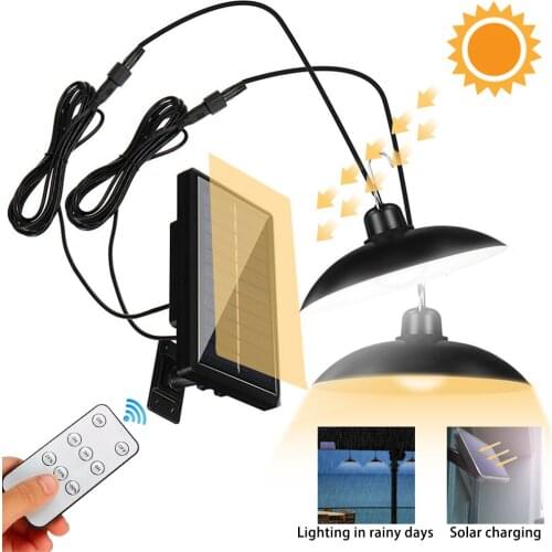 6000mAH Chandelier Double Head Solar Pendant Light Outdoor Indoor Solar Lamp With Line Waterproof Lamp Garden Light