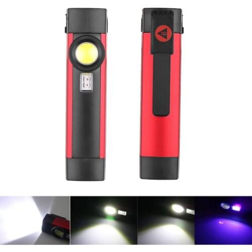 Portable Spotlight Working Light Rechargeable LED COB Camping Flashlight 4 Modes with Magnet Build-in Battery