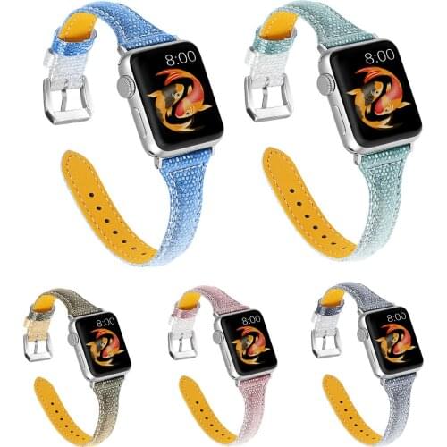 Watchband For Apple Watch 38mm 40mm 42mm 44mm Band Gradient Color Leather Strap For iWatch Series 1 2 3 4 5 Wristband
