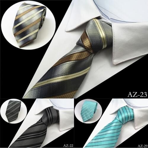 Ricnais New 8cm 100% Jacquard Woven Silk Tie For Men Striped Neckties Mans Neck Tie For Wedding Business Party Factory Sale