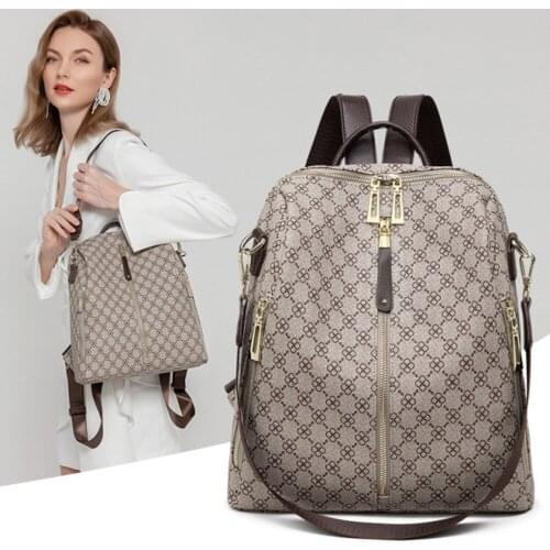 Retro Girl Schoolbags Luxury Brand Printing Backpacks for Girl Mochila 2021 Designer Leather Double Shoulder Bags for Women