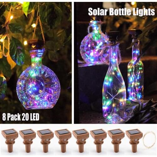 Solar Light String Wine Bottle Lights with Cork Firefly Lights for DIY Bottles Wedding Party Christmas Indoor/Outdoor Decor