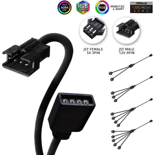 Fan Interface Motherboard AURA Female/Male Connect Extension 5V3PIN 12V4PIN Water Cooler Custom 30cm JST Splitter Cable SM Line