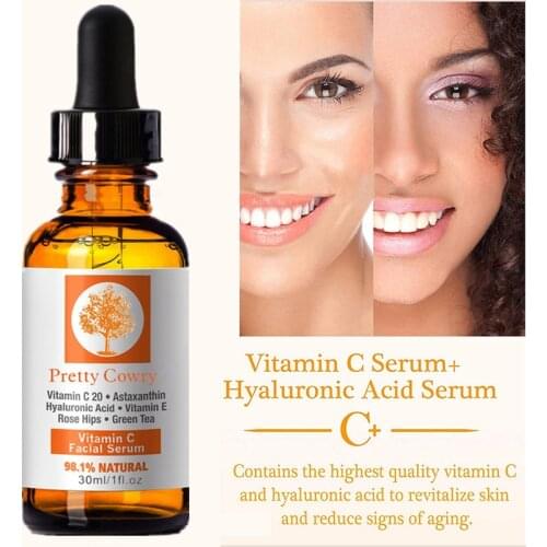 Vitamin C Pure 100% Strong Hyaluronic Acid Anti Aging Wrinkle Skin Tightening Face Serum Nourishes Facial Skin Women Beauty Tool