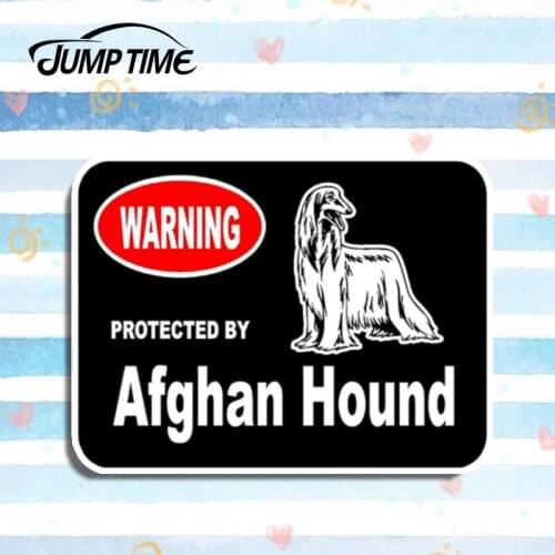 Jump Time 13cm x 10cm Protected By Afghan Hound Dog Car Home Window Bumper Trunk Vinyl Stickers Sign Car Styling Car Accessories