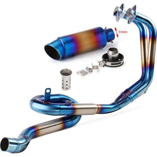 51mm Motorcycle Exhaust Full System Racing Modified Front link Header Pipe Escape Moto For YZF R3 R25 2014 2015 2016 2017 2018