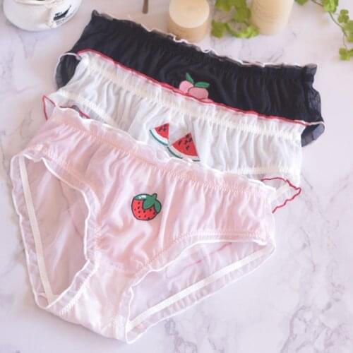 Japan Fruit Embroidery Women Underwear Cute Sexy Female Briefs 2020 New Arrivals Hot Sale Lady Girls Panties Lingerie