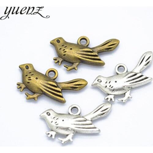YuenZ 2 colour 10pcs Antique Silver color animal bird Charm fit for Bracelets Necklace DIY Metal Jewelry Making 24*14mm D550