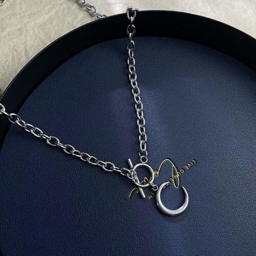 Titanium Steel Jewelry Moon Pendant Necklaces For Unisex Fashion Hip-Hop Style Link Chain Gothic Simple Chunky Prom Accessories