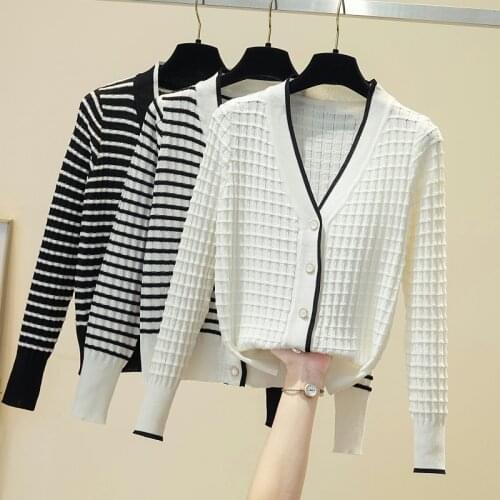 Pull Femme Fall Coat 2021 Women Cardigan Winter Striped Sweater Long Sleeve V-neck Autumn Womans Sweater Cardigans knit Jumpers