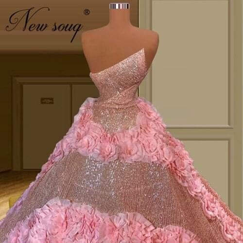 Robe De Soiree Princess Flower Evening Dresses For Women Saudi Arabia 2021 Elegant Beaded Evening Gowns Formal Celebrity Dress