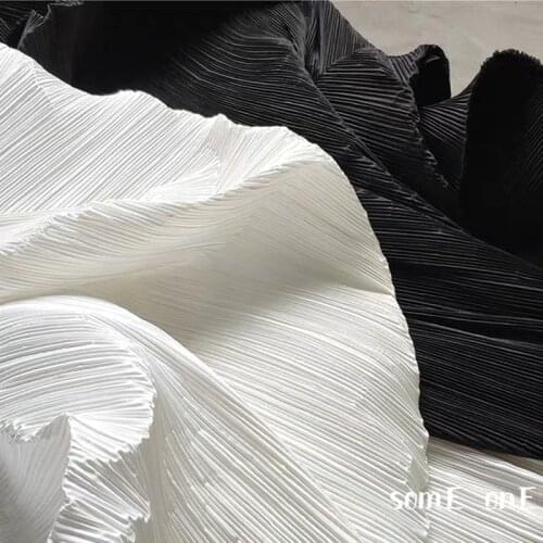 Stiff Pleated Fabric Black White Miyake Folds DIY Patchwork Pants Clothes Decor Art Painting Dress Designer Fabric 50*150cm