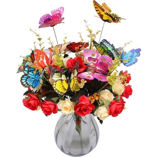 10PC Bunch of Butterflies Garden Yard Planter Colorful Whimsical Butterfly Stakes Der Outdoor Decor Flower Pots Decoration