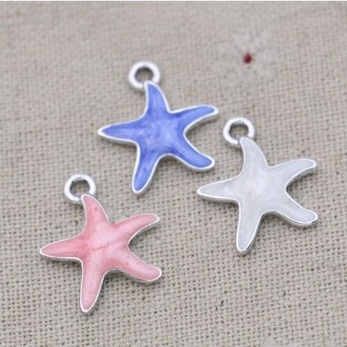 18pcs Enamel Starfish Charms Pendant for Jewelry Making Earrings Bracelet Necklace Accessories DIY Craft 20x18mm