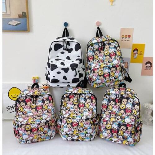 2021 Anime Disney childrens Schoolbag Mickey Mouse Boy Girl Bacpack Mickey Minnie Mouse pattern backpack Kids Christmas Gifts