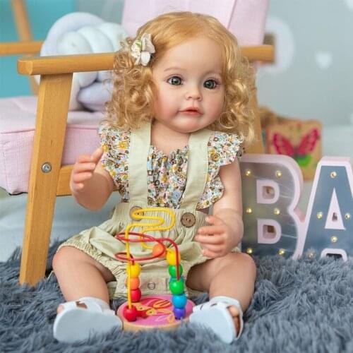 21inch Reborns Dolls Baby Girl Doll Nurturing Doll Realistic Handmade Soft Body with Opened-Eyes Blonde Hair Girls Gift