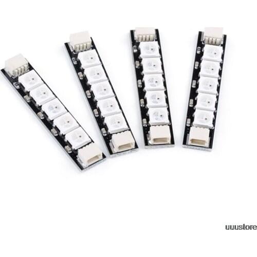 4pcs iFlight Programmable RGB 5 LED Lights 5V Super LED Light Tail Light PCB Board 3 Pin Plug for RC FPV Racing Drone Aircraft