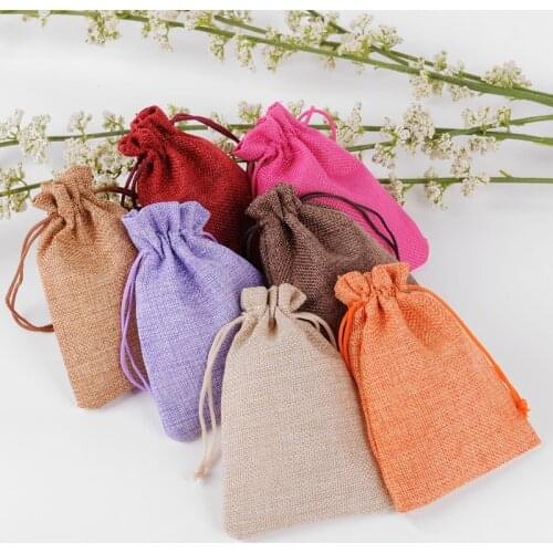 50pcs/lot 20x30cm Big Size Burlap Jute Linen Drawstring Gift Bag For Wedding Christmas Packaging Bags Personalize Custom Logo