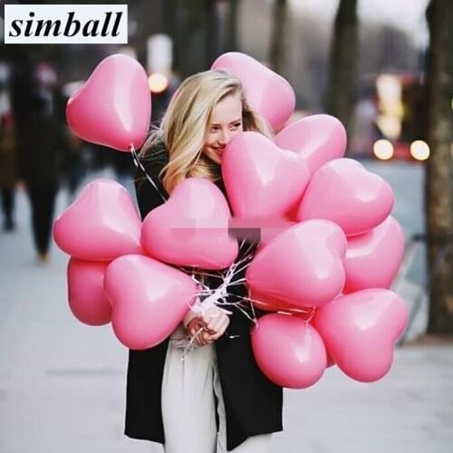 50pcs Romantic 12inch 2.2g Love Heart Latex Helium Balloon Inflatable Wedding Decoration Valentines Day Birthday Party Balloons