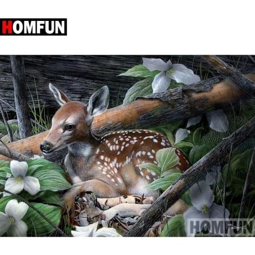 HOMFUN 5D DIY Diamond Painting Full Square/Round Drill "Animal deer" Embroidery Cross Stitch gift Home Decor Gift A08402