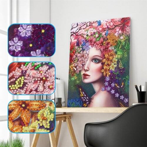 DIY 5D Diamond Embroidery Diamond Mosaic Special Shaped Flower Fairy Diamond Painting Cross Stitch Home Wall Decoration Gift