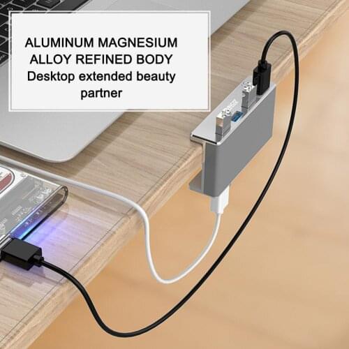 MH4PU Aluminum 4 Ports USB 3.0 Clip-type HUB For Desktop Range With Cable Clip gift 100cm Date 10-32mm Laptop package N6W7