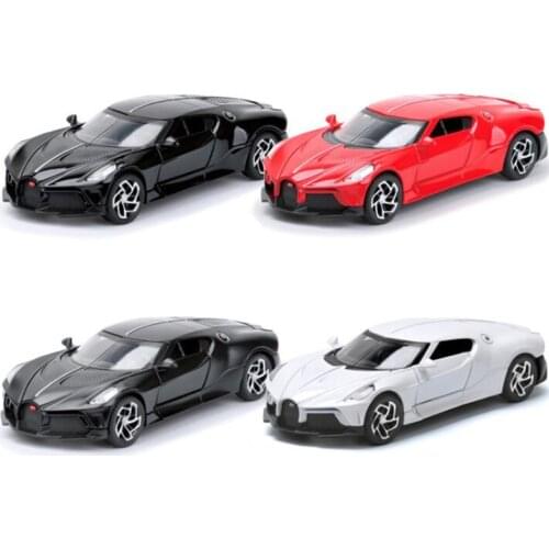 1:32 Alloy Car Bugatti La Voiture Noire Metal Toy Vehicle Sound Light Pull Back Model Children Gift Bauble For Boy Sports Car