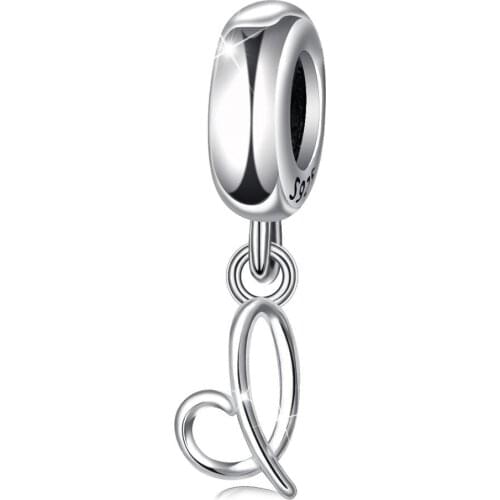 Eudora 100% 925 Sterling Silver Letter I Alphabet Beads Charms Fit Charm Bracelets Bangles Women Jewelry Accessories Z119 I