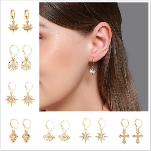Hot Sale Fashion Ear Cuffs Gold Star Leaf Ear Cuff Clip Earrings for Women Climbers No Piercing Fake Cartilage Earring