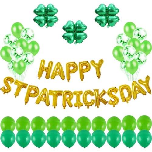 Irish Festival 16-inch Golden St. Patricks Day letter balloon combination aluminum film aluminum foil four-leaf grass balloon