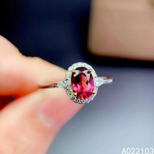 KJJEAXCMY fine jewelry 925 sterling silver inlaid Natural pyrope garnet New girl elegant oval gem ring support test