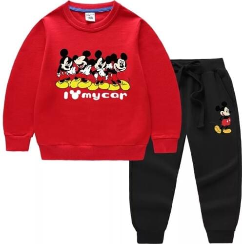 Children Clothing Set Mickey Mouse Print Baby Boy Girl Hoodies Sweatshirt+Pants 2pcs Clothes Sport Suits Toddler Kids Tracksuit