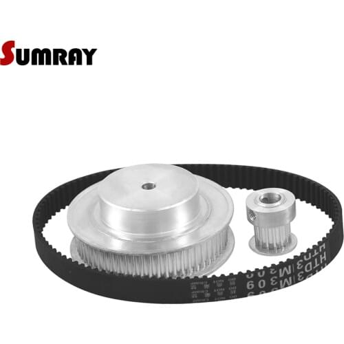 SUMRAY 3M Timing Pulley Belt Kit Reduction 1:4 3M 15T 60T Toothed Pulley Wheel HTD3M 318 Timing Belts For Transmission