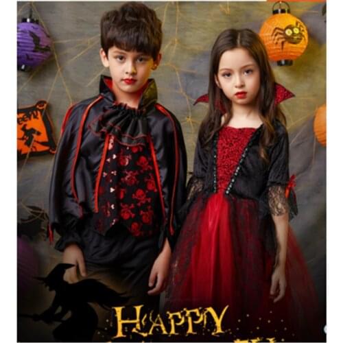 Halloween Costumes for Kids Cosplay Vampire Boys Devil Girls Princess Scary Disguise Carnival Party Performance Fancy Clothing
