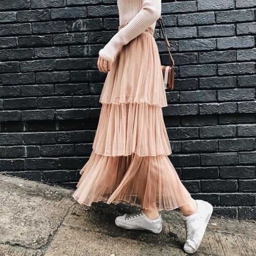 Summer Clothes for Women Long Mesh Skirts Newest Fashion Solid High Waist Skirt Office Ladies Streetwear Clothing LWL375