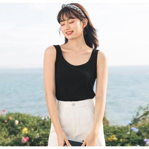 INMAN Summer Lady Girl Camisole Black White Tops Koran Fashion Kawaii Sling Outwear Versatile U Neck Cute Basic Womens Vest