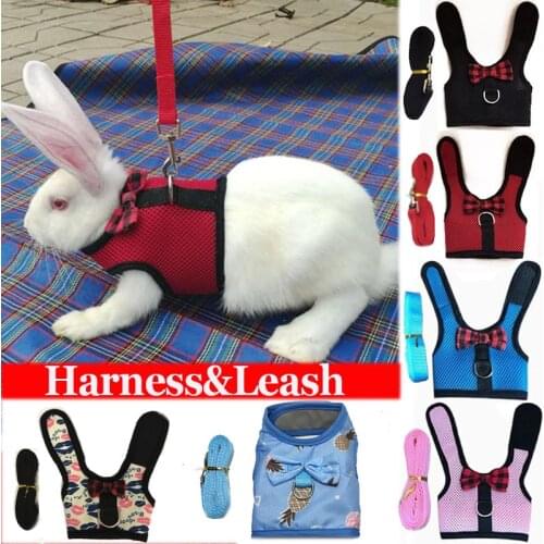 Rabbit Harness and Leash Set Bow Bunny Breathable Cute Pet Rabbit Leash Set Fashion Adjustable Summer Bunny Small Pet Supplies