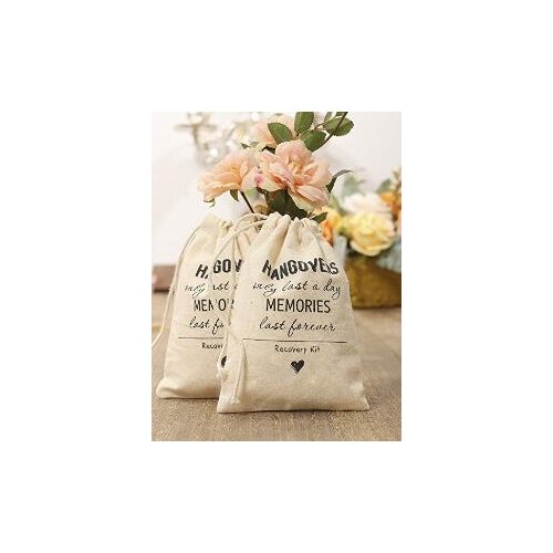 CUSTOMIZE Cotton Muslin wedding Bridesmaid Bachelorette Hangover recovery Kits favor bags CANDY POUCHES