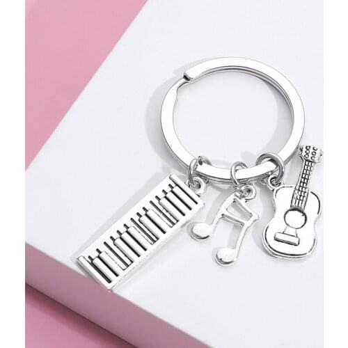 Music Keychain Performer Key Ring Keyboard Notes Violin Key Chains Musical Instruments Gifts For Women Men DIY Jewelry Handmade