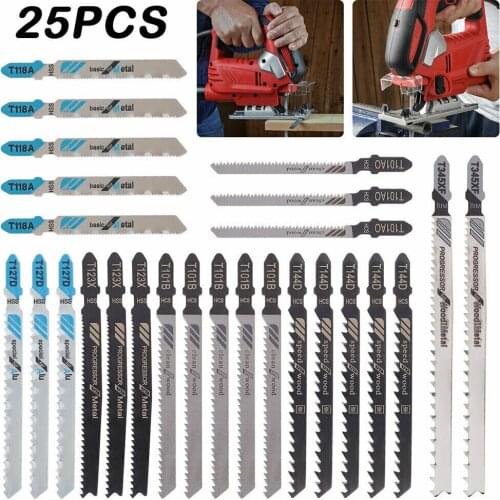 25PCS Jig Saw Jigsaw Blades Set Metal Wood Assorted Blades T-Shank For Bosch High Quality