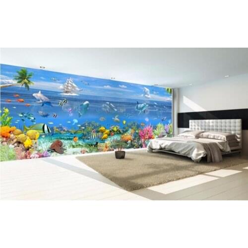 Custom mural picture 3d room wallpaper Hd underwater world fish decoration painting 3d wall murals wallpaper for walls 3 d