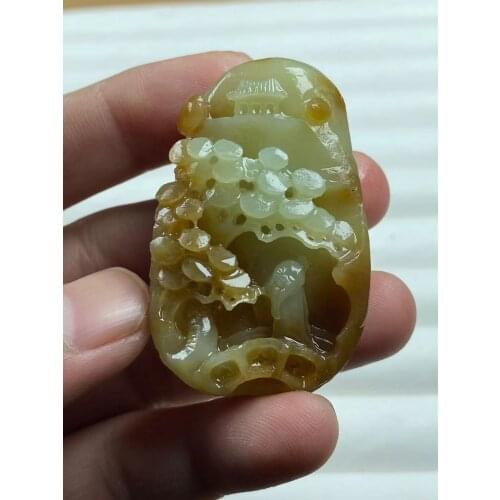 Natural 7A he tian jade Handcarved landscape monkey corn jadeite jade pendant jade necklaces jewelry jade necklace