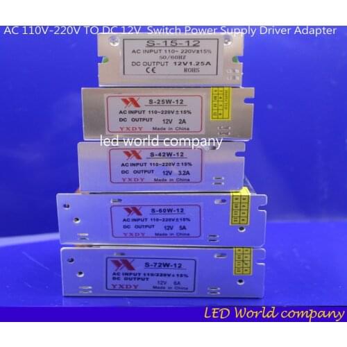 Factory Directly Sell AC110V-220V TO DC 12V 1A/1.25A/1.5A2A/3A/3.2/5A /6A Switch Power Supply Driver Adapter LED Strip Light