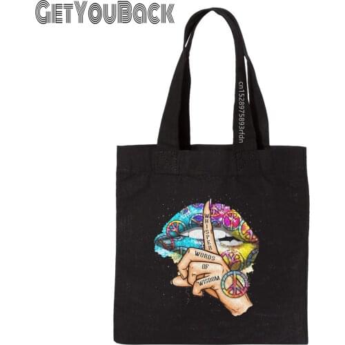 Lips Watercolor Shopping Bag Graphic Tote Harajuku Shopper Bag Women Canvas Shoulder Bag Female Ulzzang Eco Large-Capacity