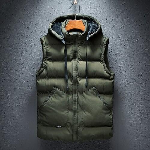 Sleeveless Hoodie Male Waterproof Jacket Mens Warm Vest Casual Waistcoat Fleece-lined Thickened New Arrivals