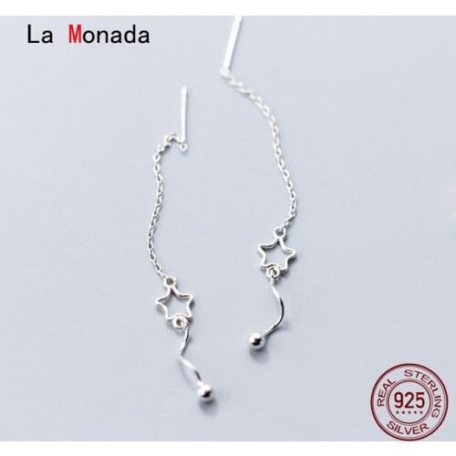 La Monada Star Bead Tassel Women Drop Silver Earrings 925 Sterling Silver Fine Jewelry For Women Dangle Hanging Korean Earrings