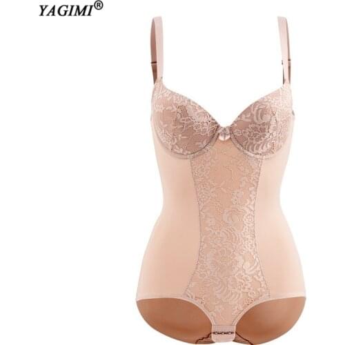 YAGIMI Slimming Bodysuits Women Curve Body Shaper Corset Embroidery Shapewear Underwear with Hook Fajas Lingerie Shaping Shapers