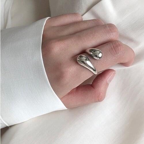 New Style 925 Sterling Silver Water Drop Surround Ring Fashion All-Match Trend Jewelry Womens Novel Opening Adjustable