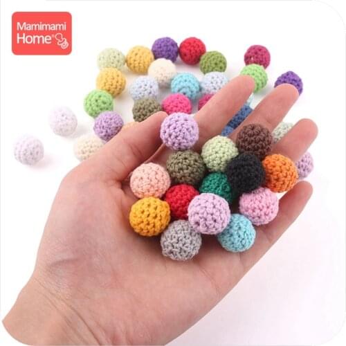Mamihome 20pcs 16mm Wooden Crochet Beads Baby Teether Knitting Beads Wooden Blank ChildrenS Goods Crib Sensory Toy Diy Necklace
